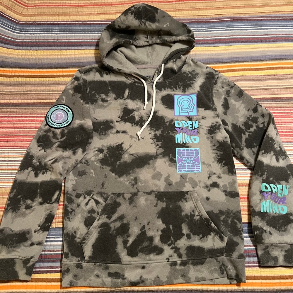 Brooklyn Cloth Tie Dye Graphic Hoodie Open Your Mind‎ Size M